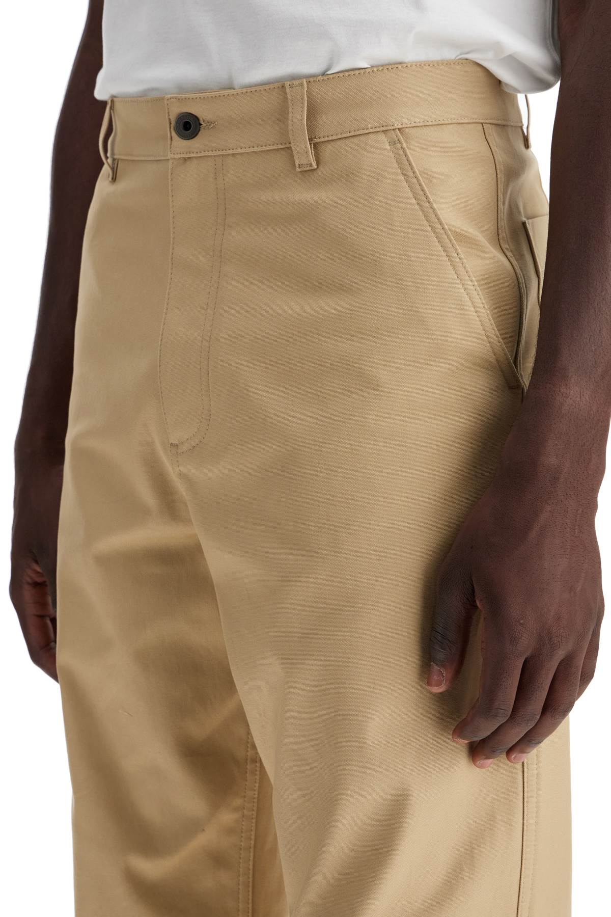 Stretch Canvas Cargo Pants For Men.  - Beige