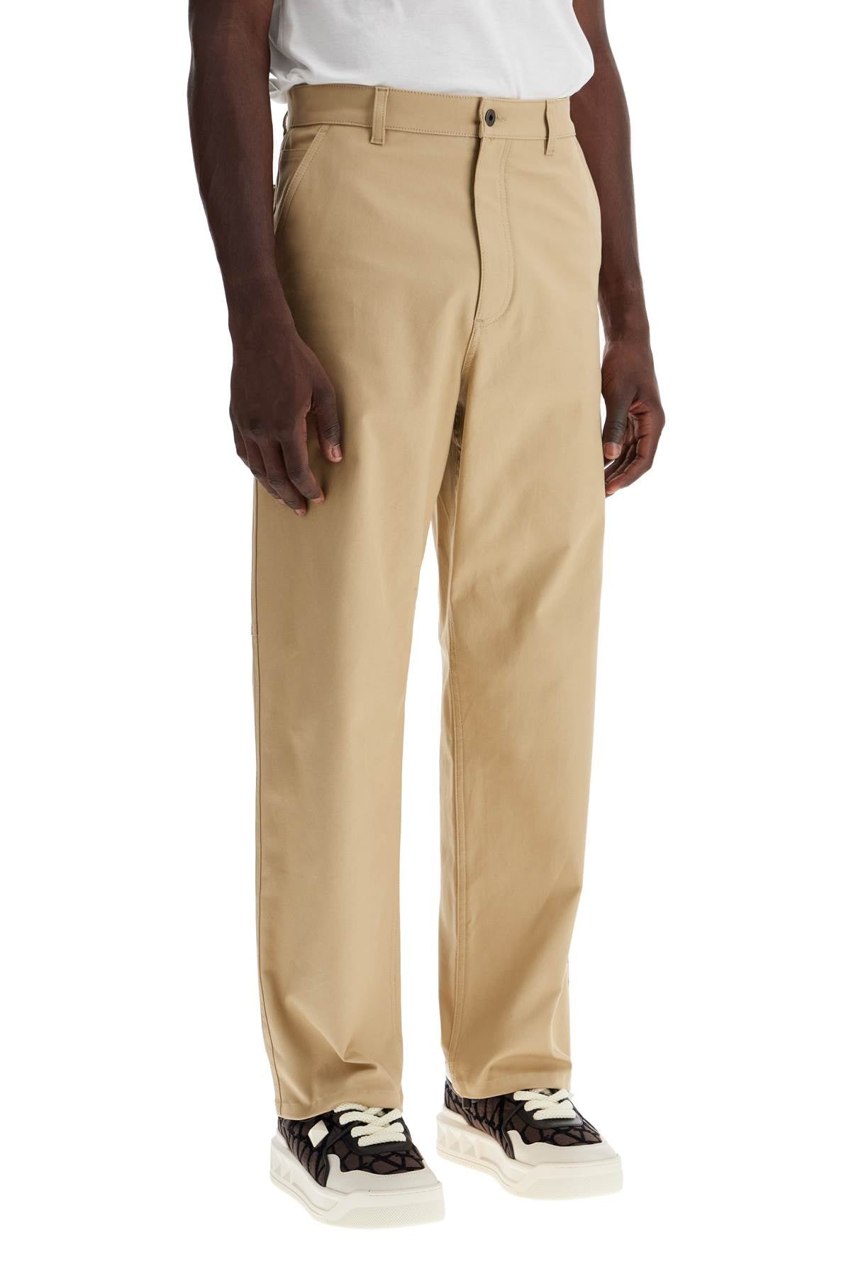 Stretch Canvas Cargo Pants For Men.  - Beige