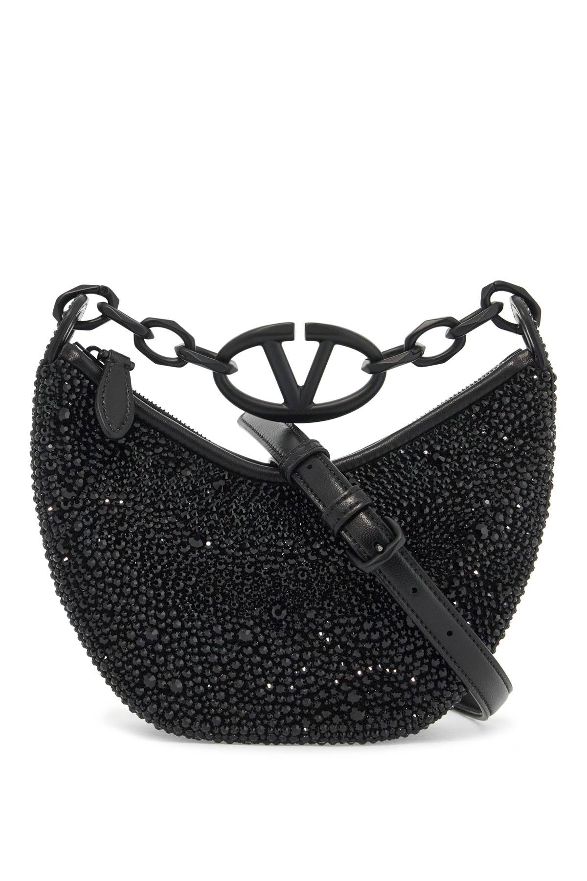 Mini Vlogo Moon Bag Hobo Purse With  - Black