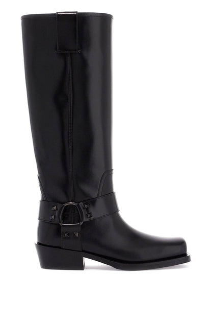 Rockstud Biker Boot  - Black