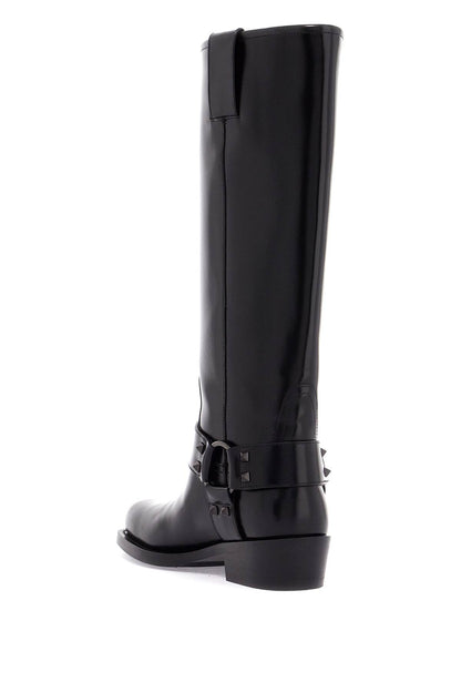 Rockstud Biker Boot  - Black