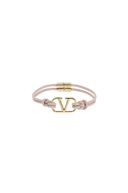 Leather Vlogo Signature Bracelet  - Gold