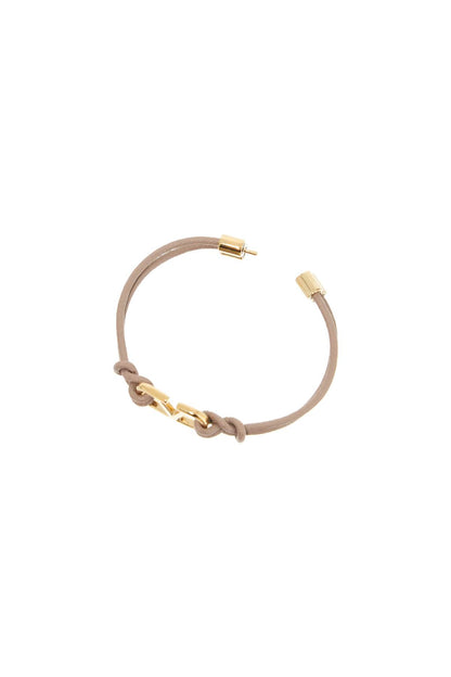 Leather Vlogo Signature Bracelet  - Neutro