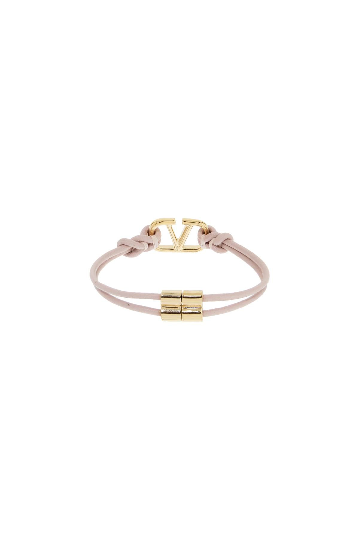 Leather Vlogo Signature Bracelet  - Gold