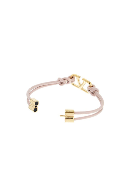 Leather Vlogo Signature Bracelet  - Gold