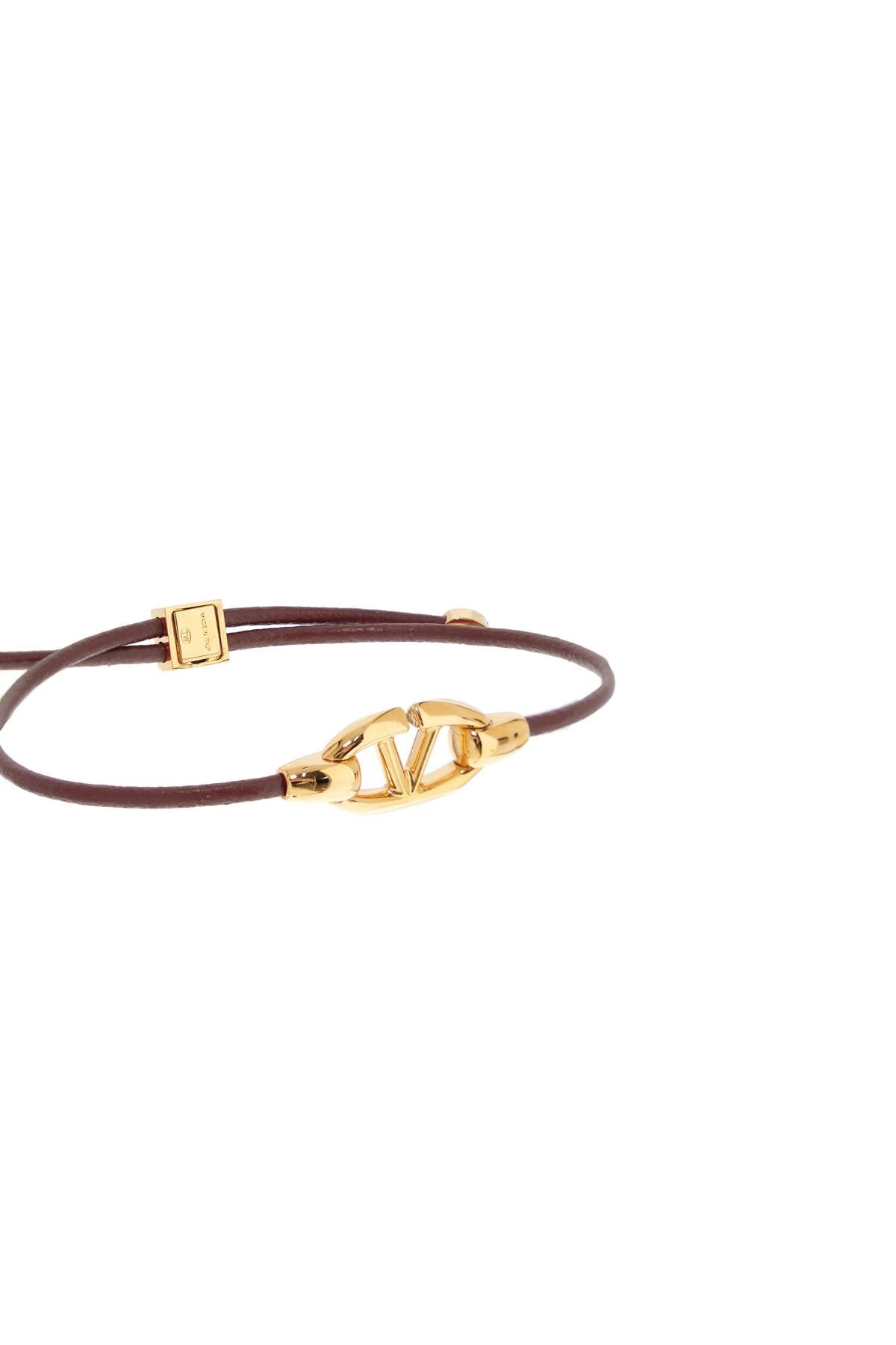 Leather Vlogo Bracelet 'the Bold  - Brown