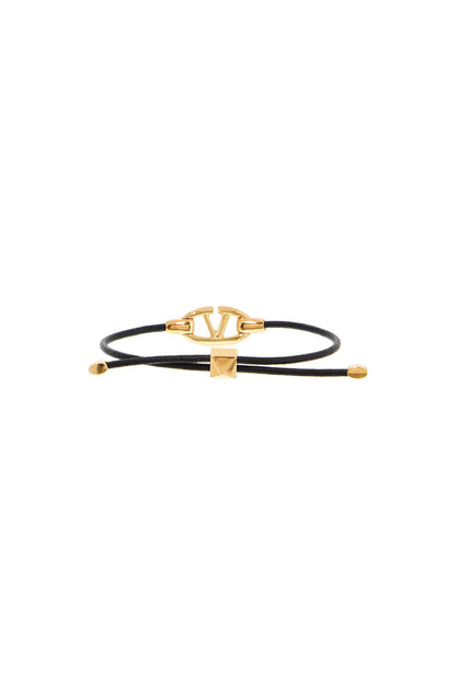 Leather Vlogo Bracelet 'the Bold  - Gold