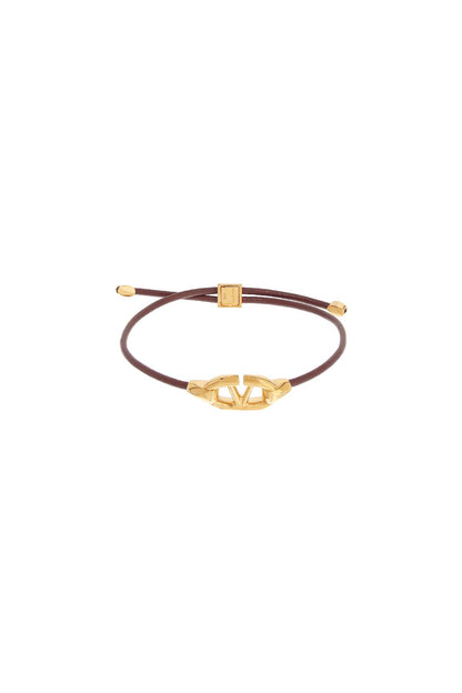 Leather Vlogo Bracelet 'the Bold  - Brown