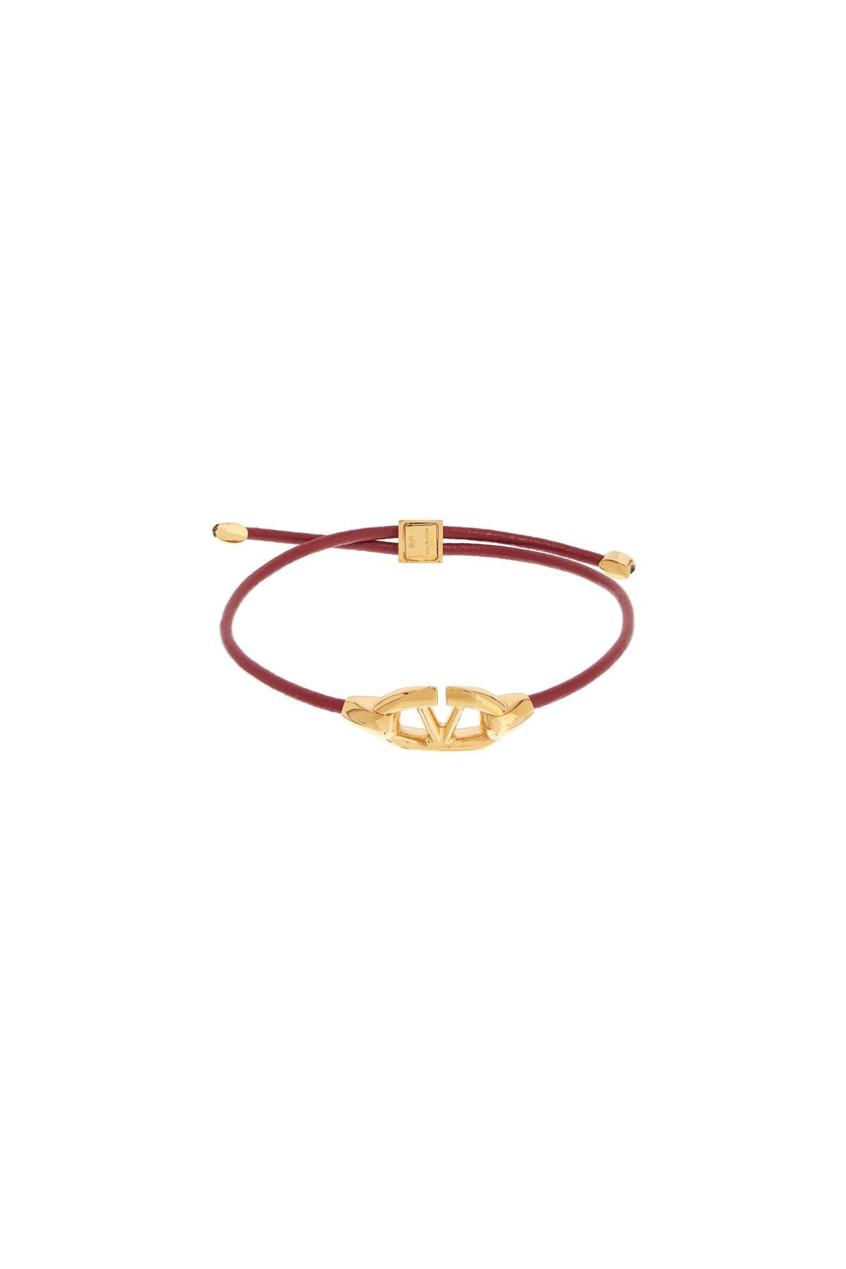 Leather Vlogo Bracelet 'the Bold  - Gold