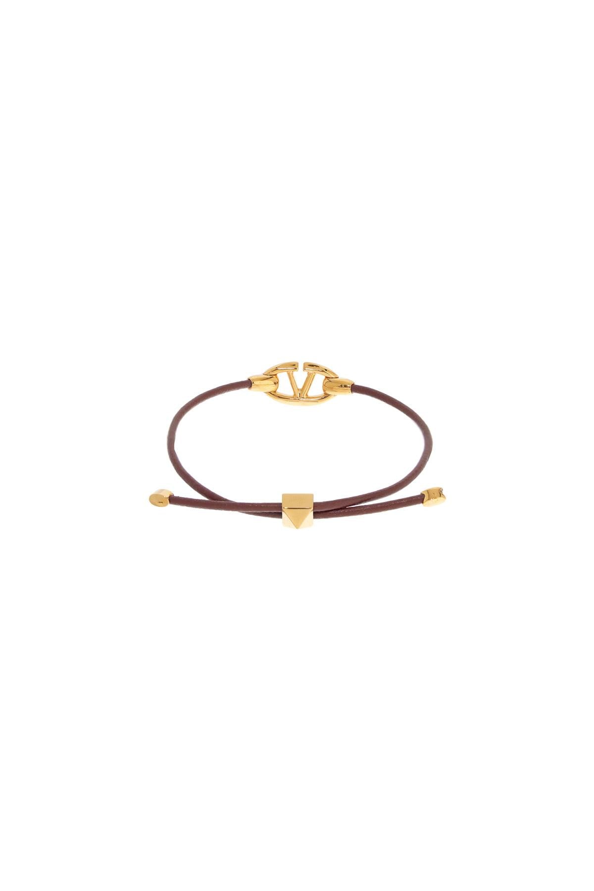 Leather Vlogo Bracelet 'the Bold  - Brown