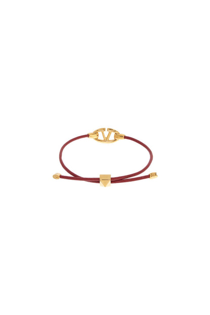 Leather Vlogo Bracelet 'the Bold  - Gold