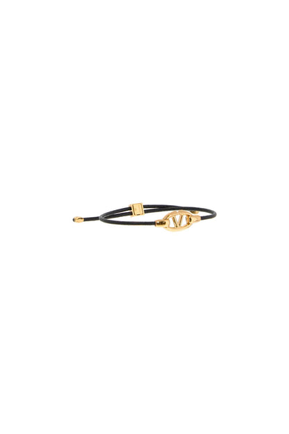 Leather Vlogo Bracelet 'the Bold  - Gold