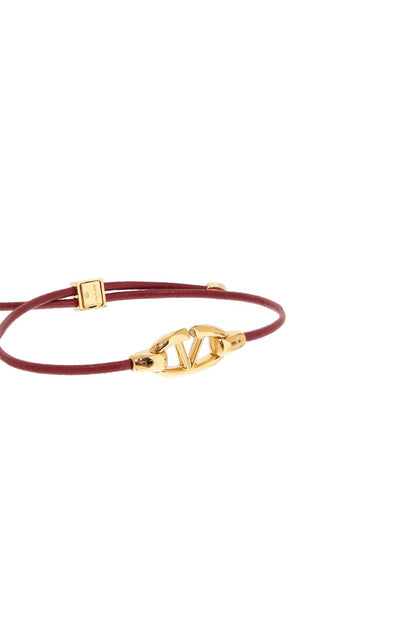 Leather Vlogo Bracelet 'the Bold  - Gold