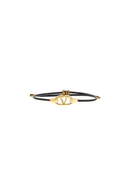 Leather Vlogo Bracelet 'the Bold  - Gold