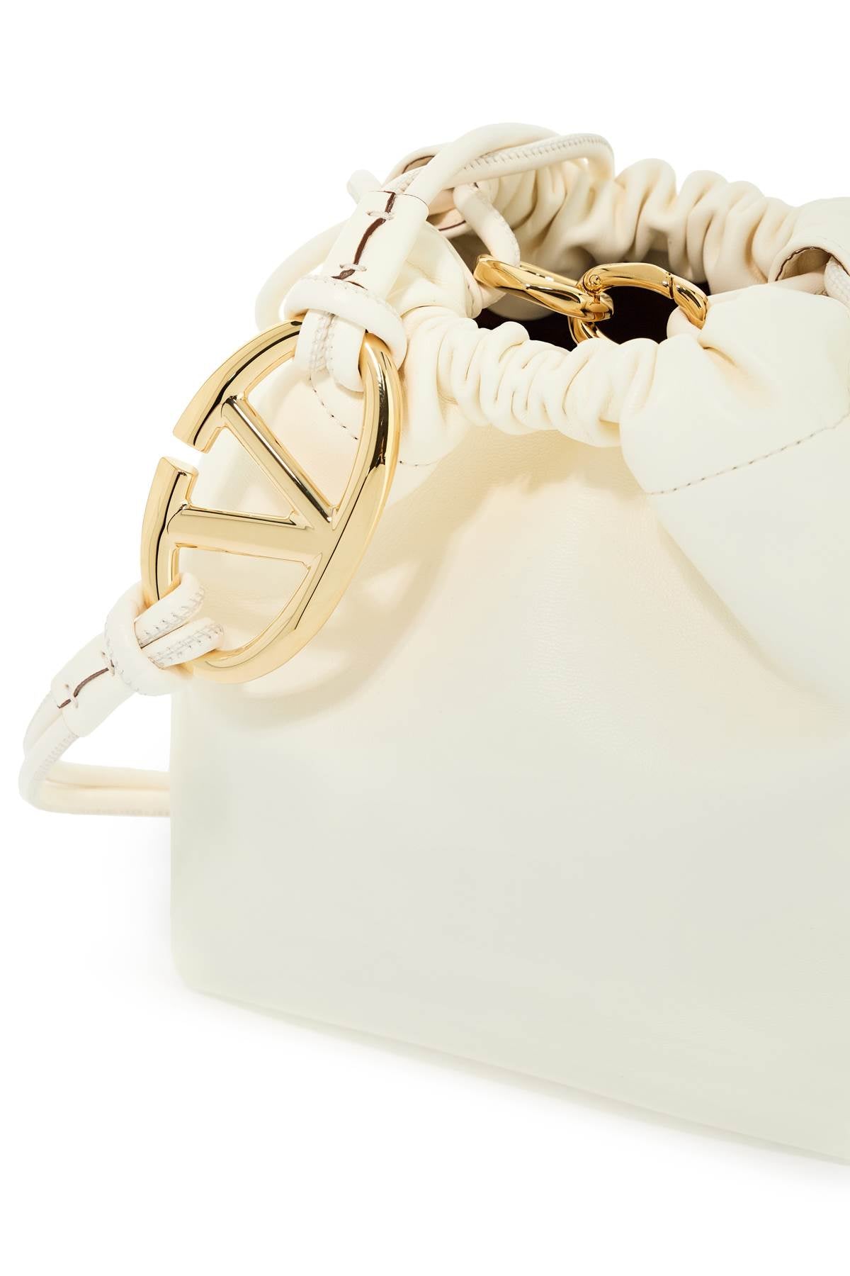 Mini Vlogo Bucket Bag With Pouf  - White