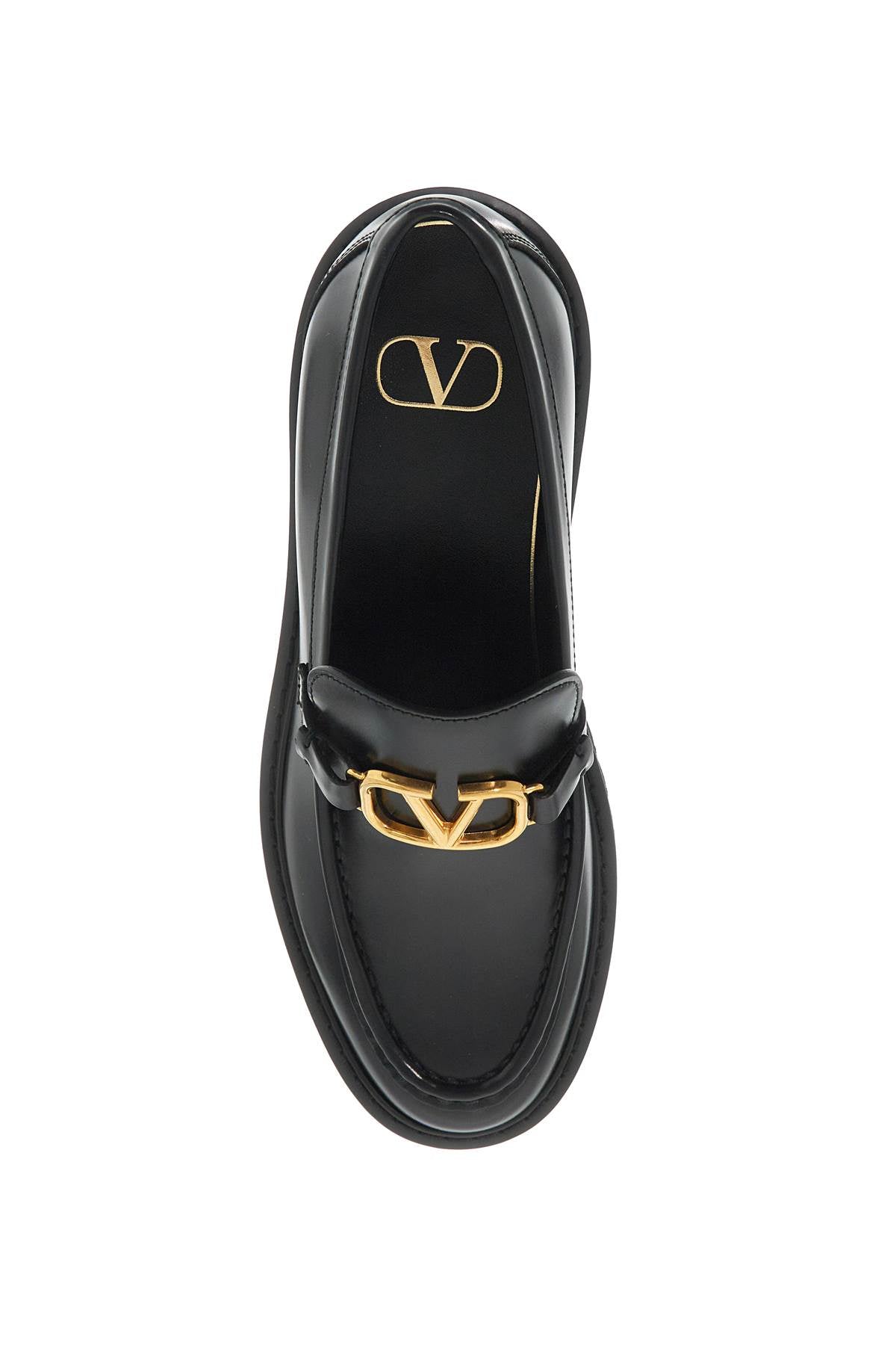 Glossy Leather Vlogo Signature Loaf  - Black