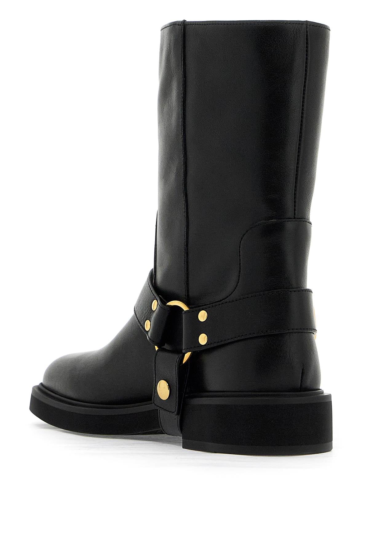 Vlogo Signature Leather Biker Boots  - Black