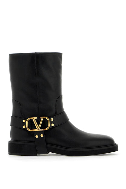 Vlogo Signature Leather Biker Boots  - Black