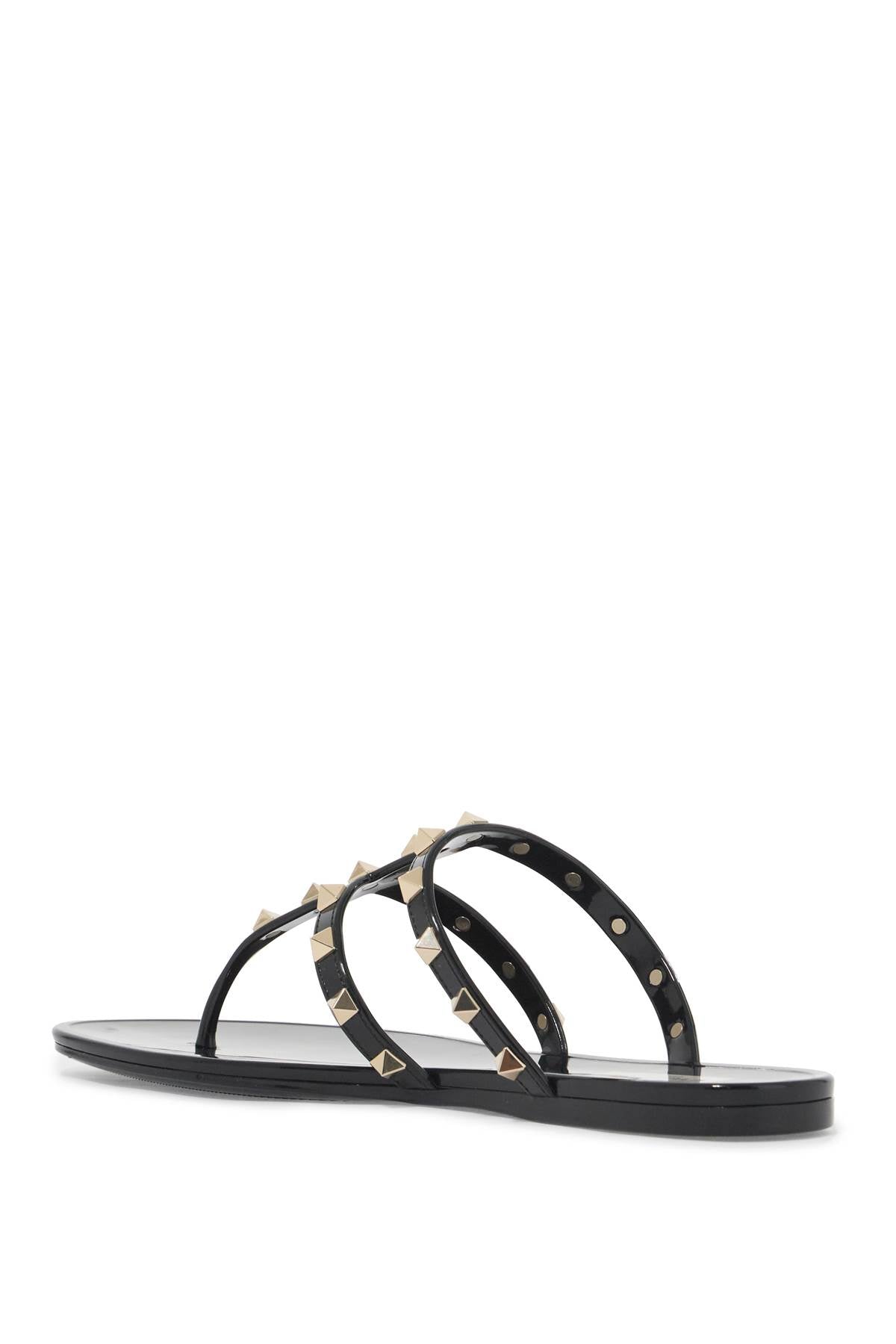 Rockstud Pvc Thong Sandals  - Black