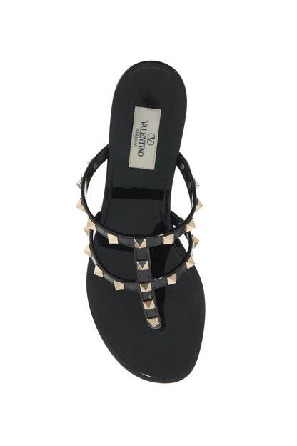 Rockstud Pvc Thong Sandals  - Black