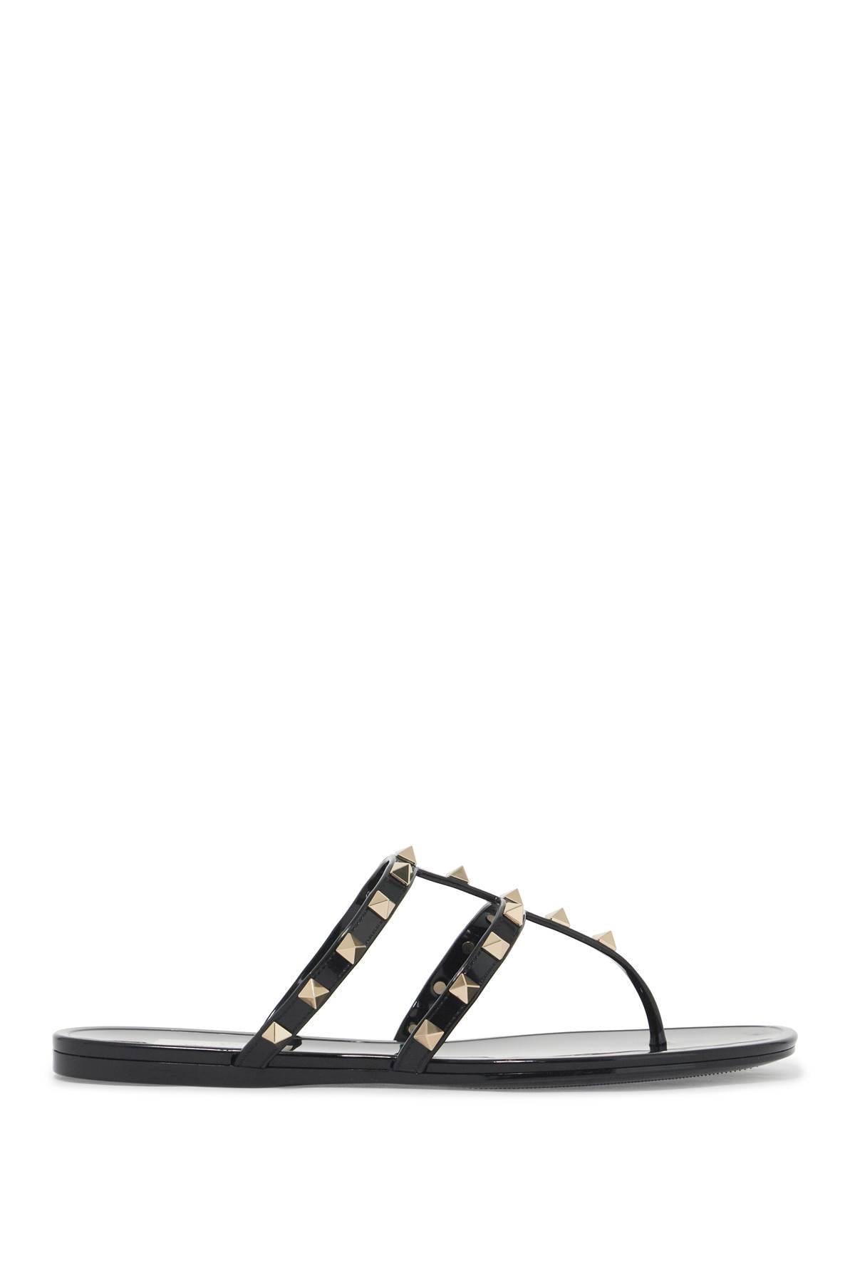 Rockstud Pvc Thong Sandals  - Black