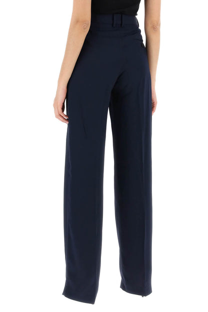 Crepe Palazzo Pants In  - Blue