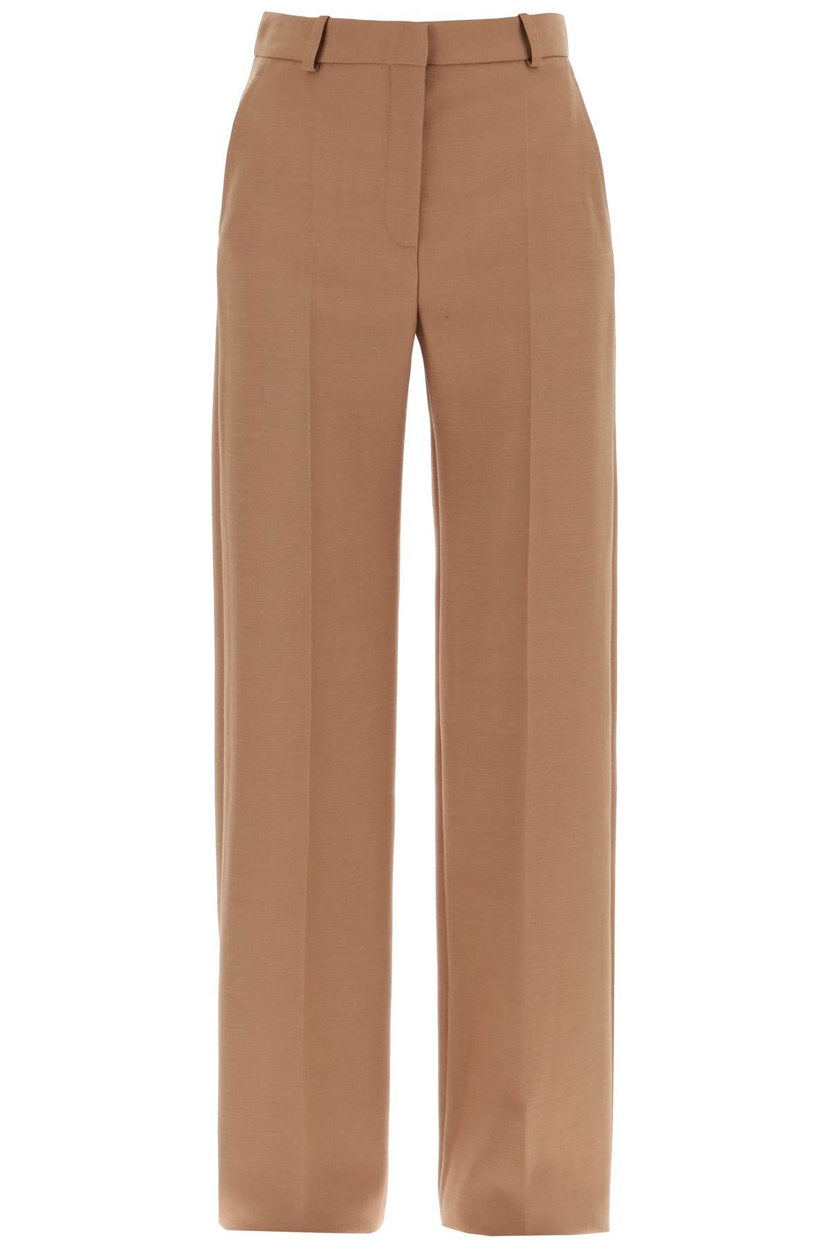 Straight Wool Trousers For Men.  - Brown