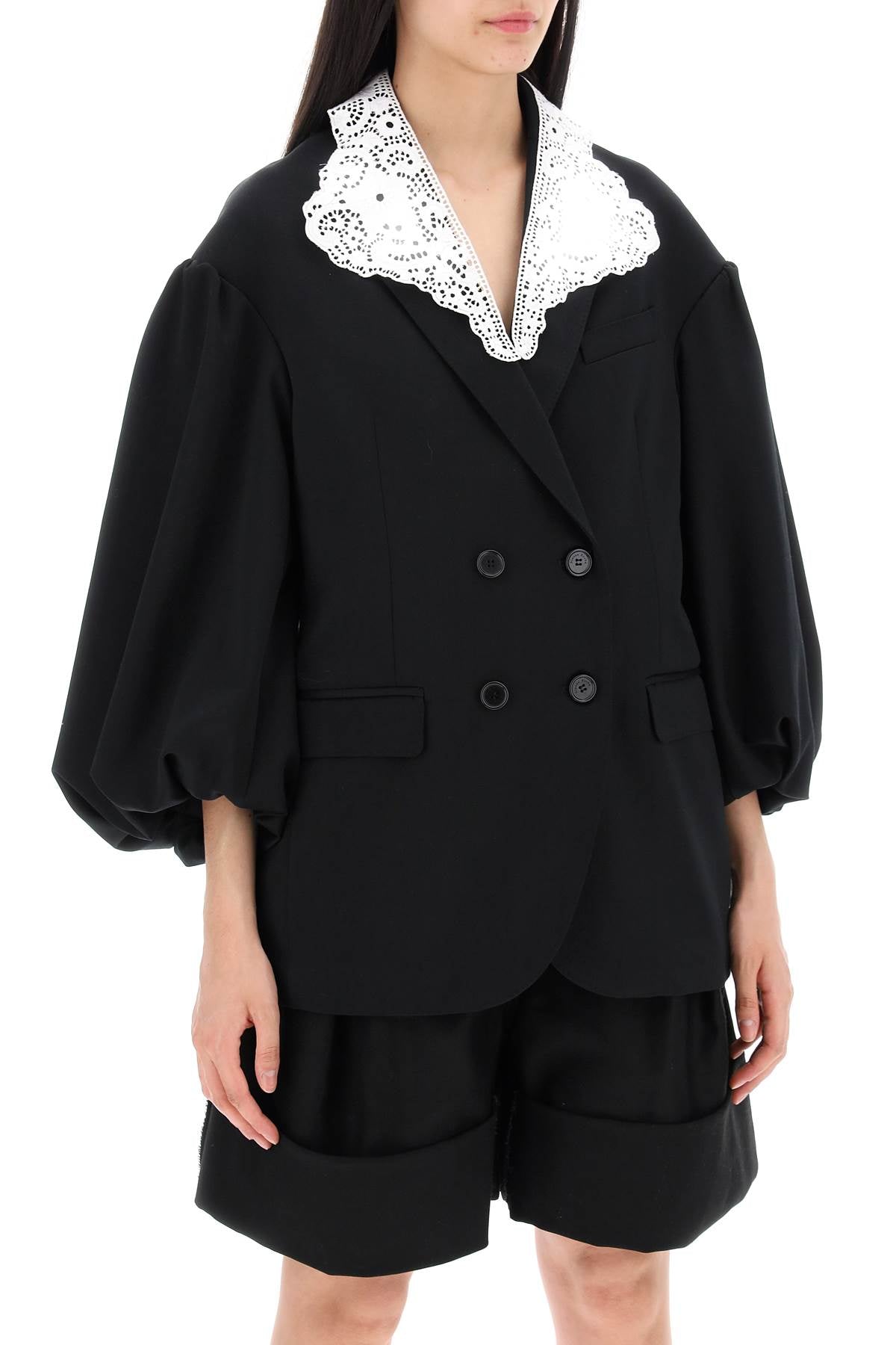 "oversized Blazer With Lace  - Black