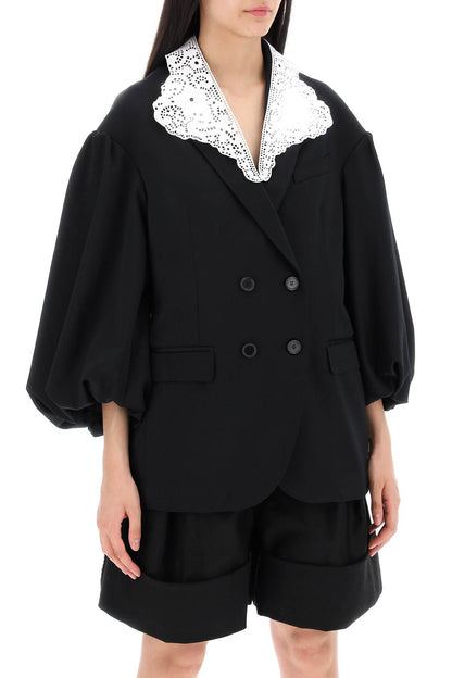 "oversized Blazer With Lace  - Black