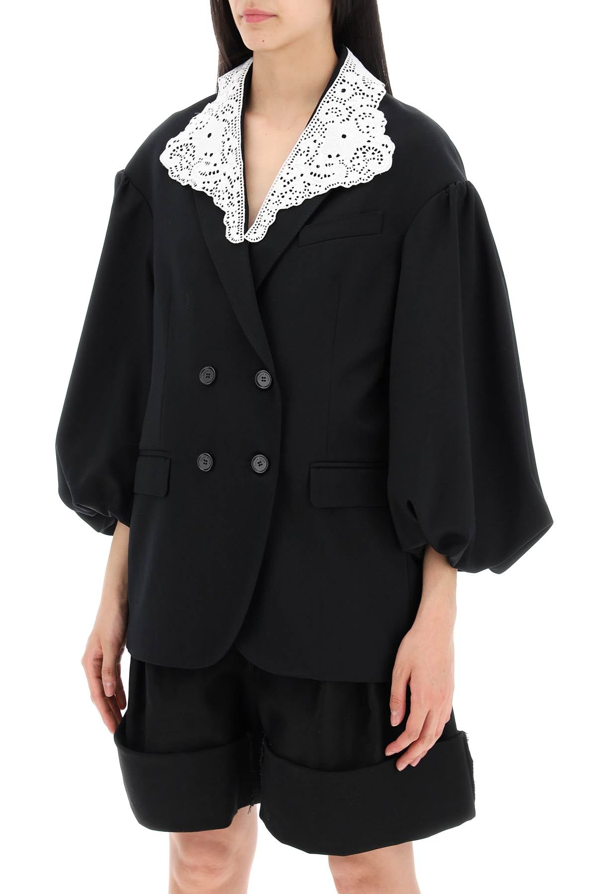 "oversized Blazer With Lace  - Black