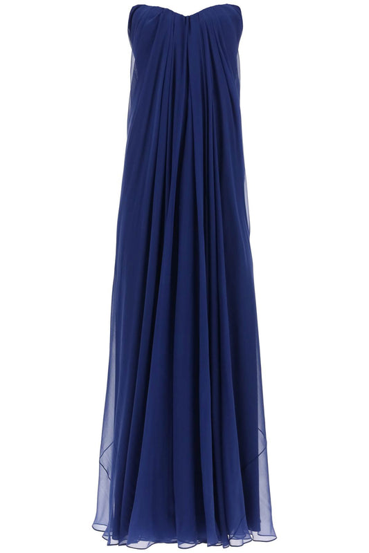 Silk Chiffon Bustier Gown  - Blue