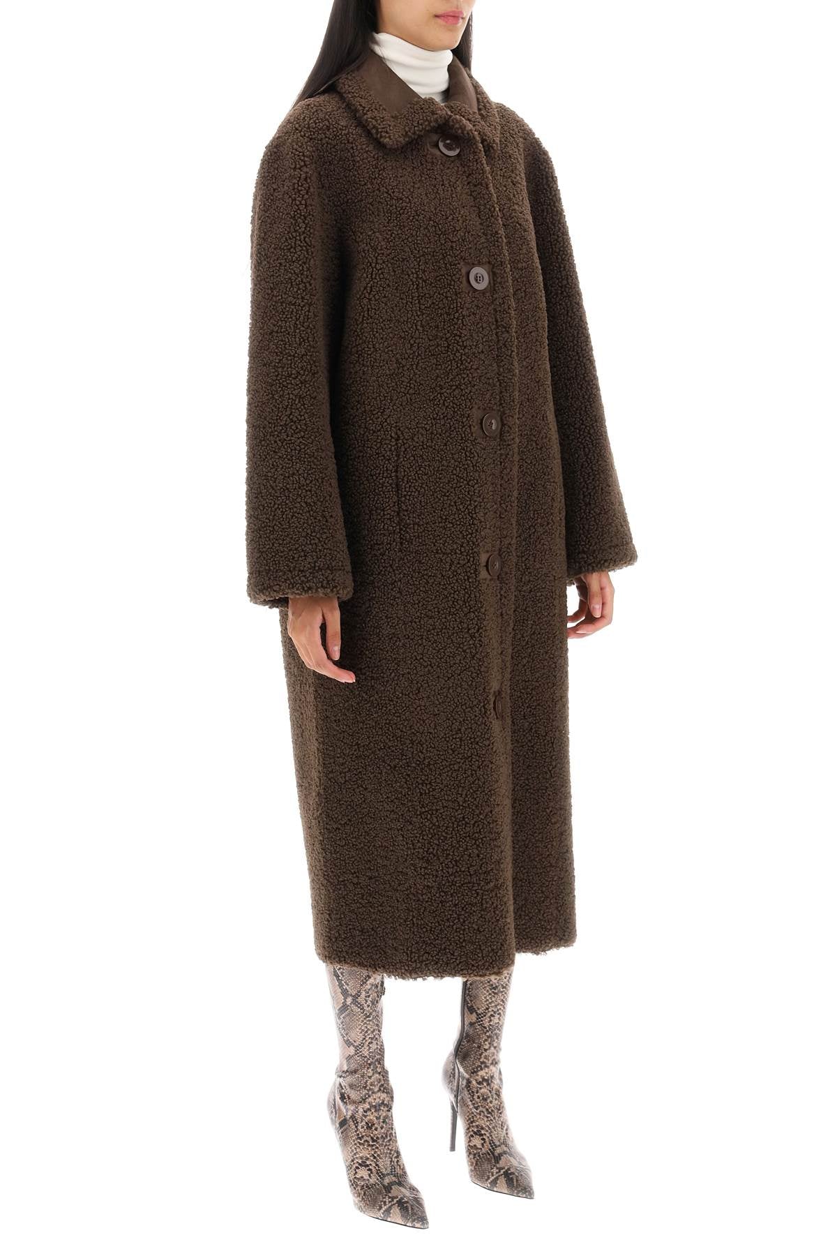 'kenca' Reversible Eco-shearling Coat  - Marrone