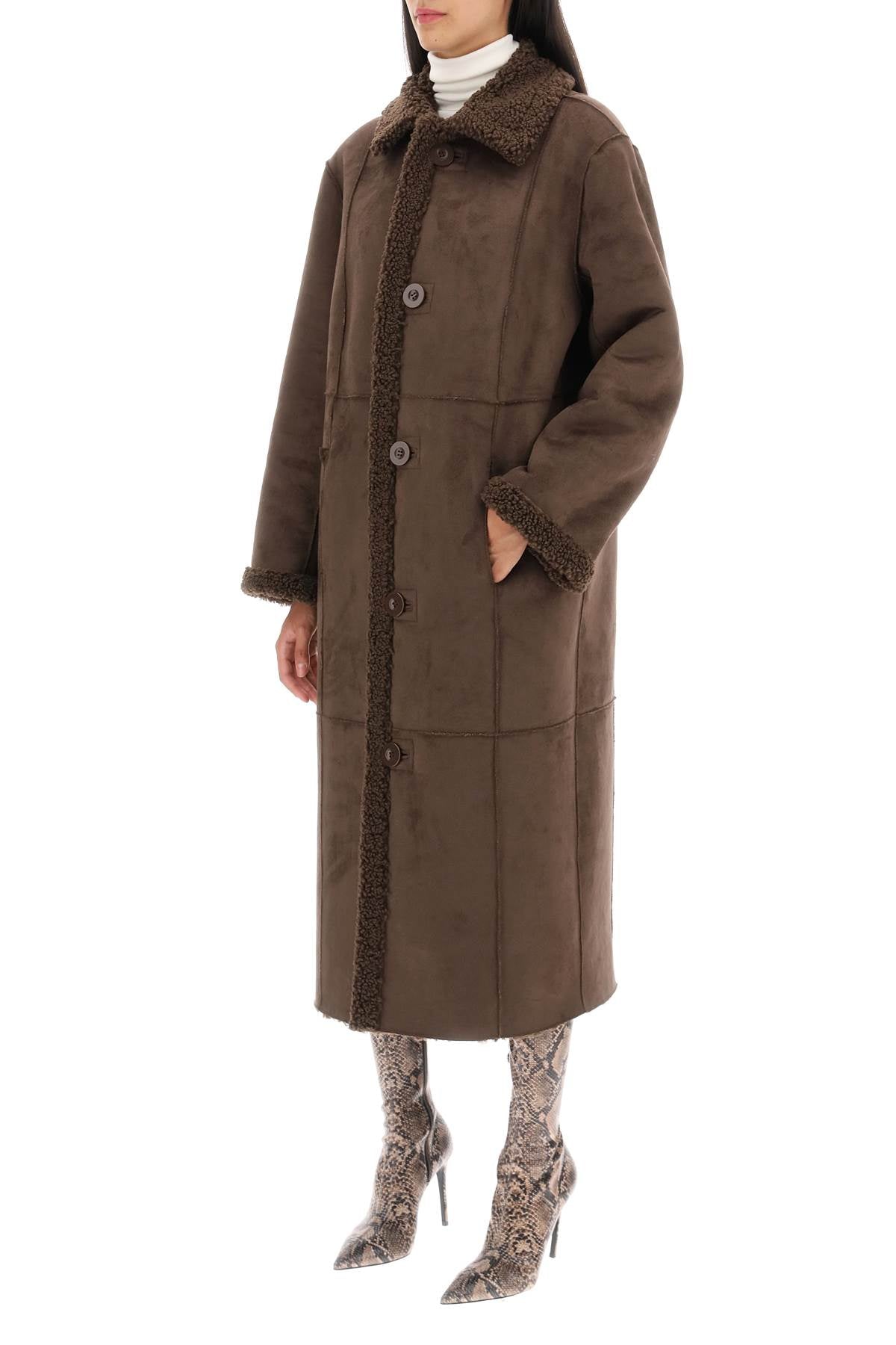 'kenca' Reversible Eco-shearling Coat  - Marrone