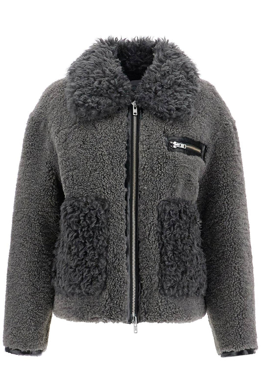 Short Eco Shearling Coat  - Grey