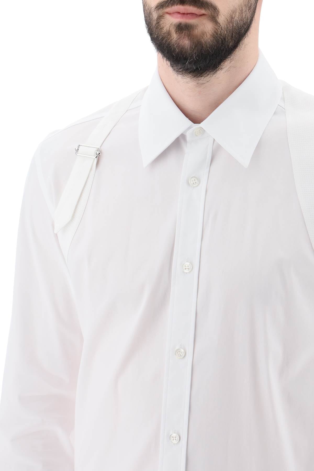 Stretch Cotton Harness Shirt  - White