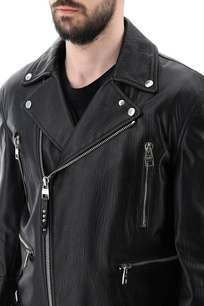 Leather Biker Jacket  - Nero