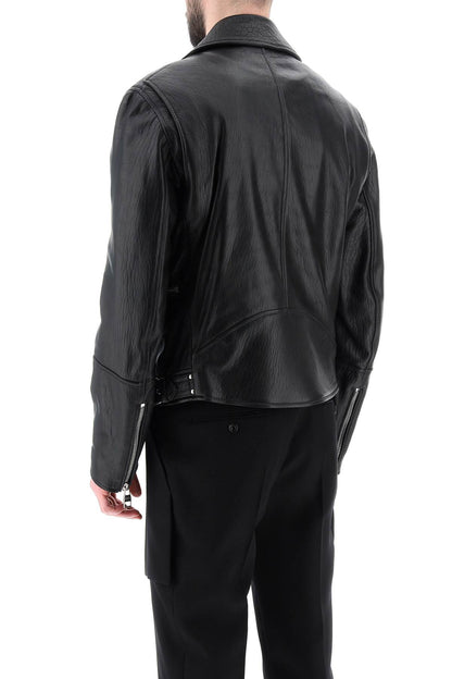 Leather Biker Jacket  - Nero