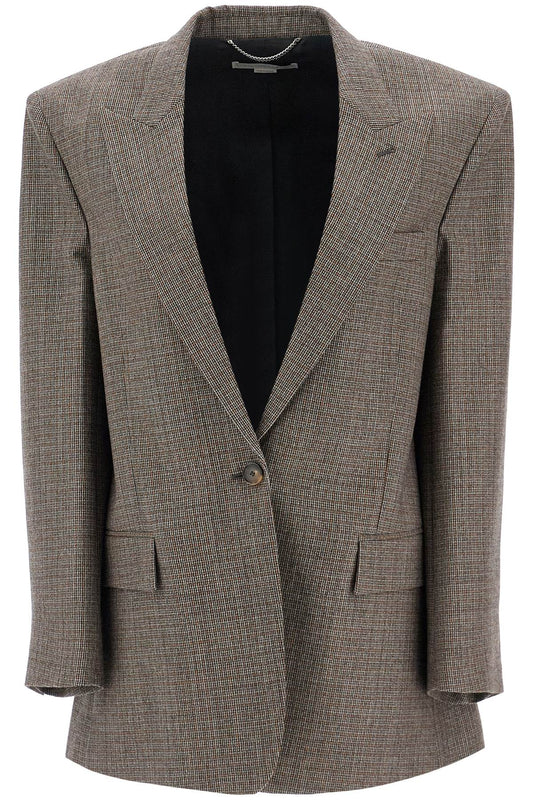 Houndstooth Single-breasted Bl  - Grey