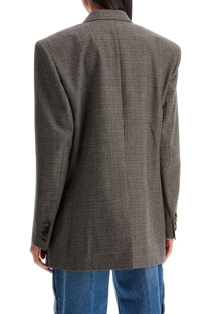 Houndstooth Single-breasted Bl  - Grey