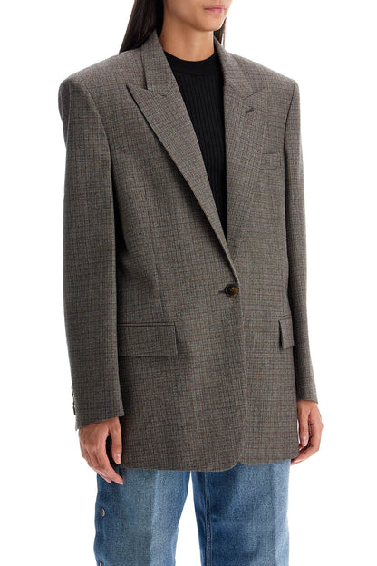 Houndstooth Single-breasted Bl  - Grey