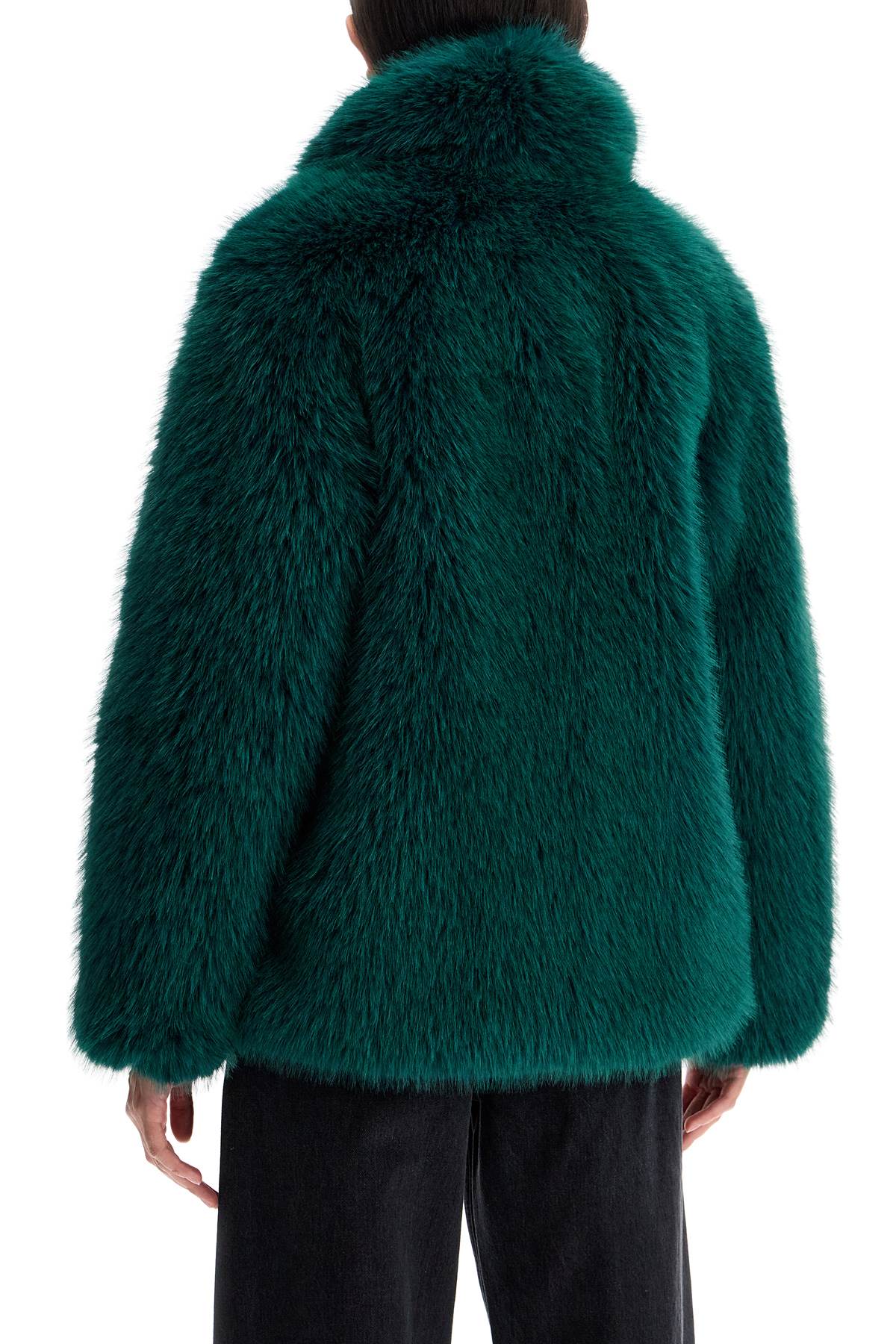 Short Hunter Coat In Faux Fur  - Green