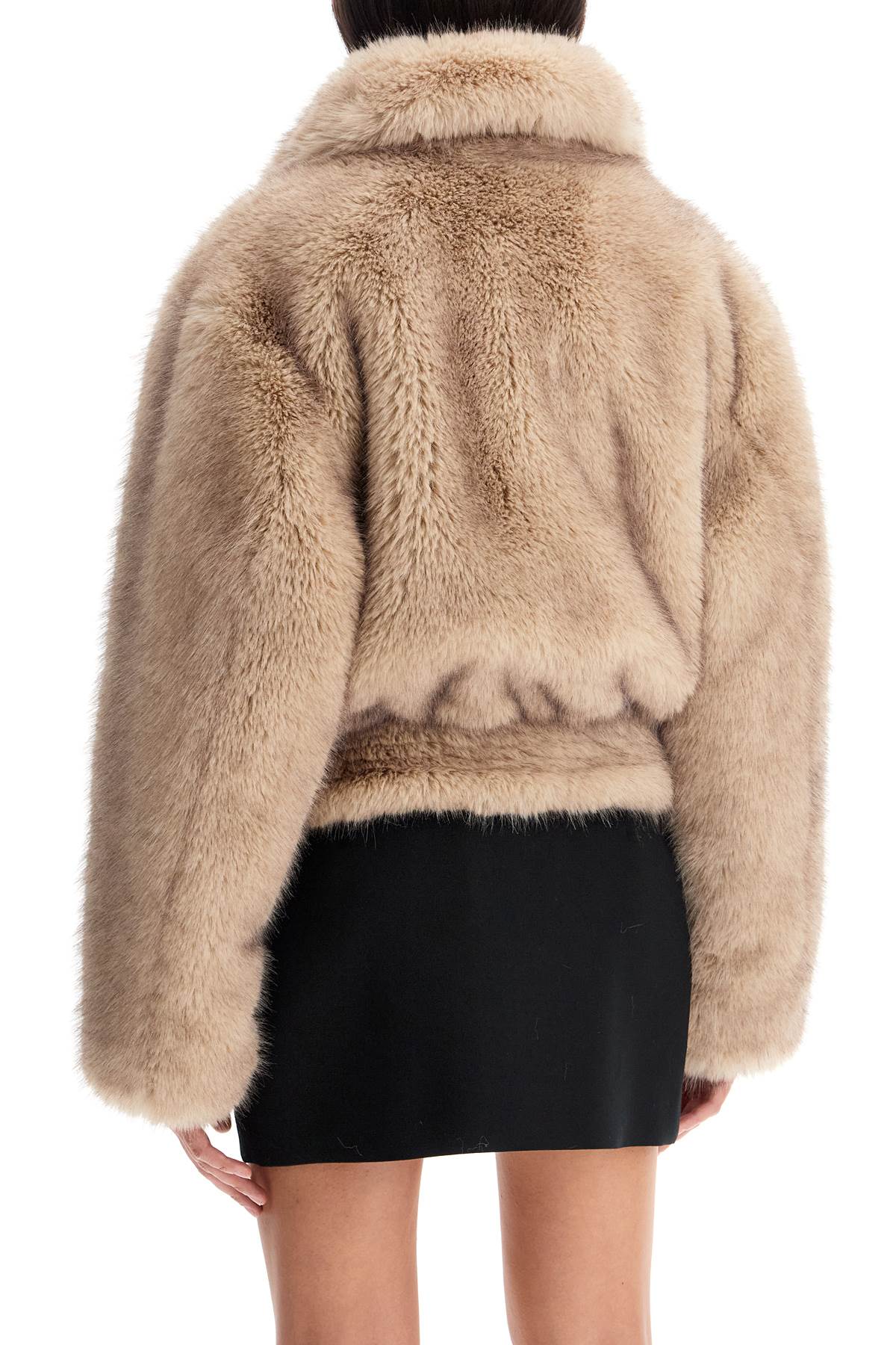 Lena Faux Fur Bomber Jacket  - Beige