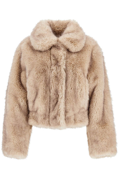 Lena Faux Fur Bomber Jacket  - Beige