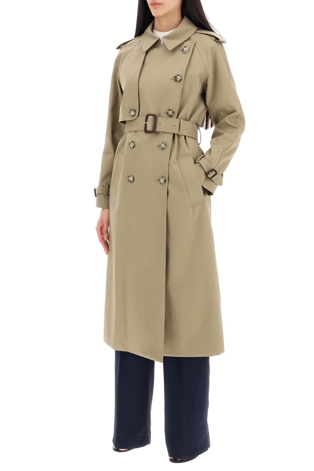 Sustainable Cotton Double-breasted Trench  - Khaki