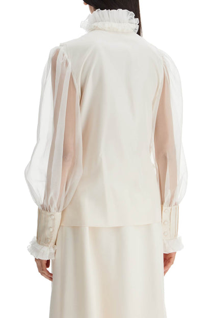 Silk Blouse With Ruffles  - Neutro