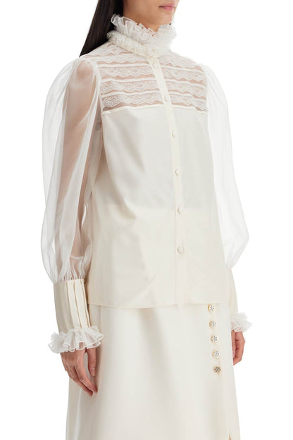 Silk Blouse With Ruffles  - Neutro