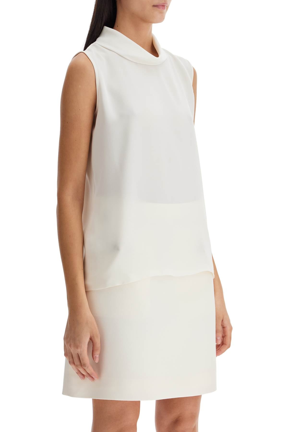 Sleeveless Silk Top Without  - White