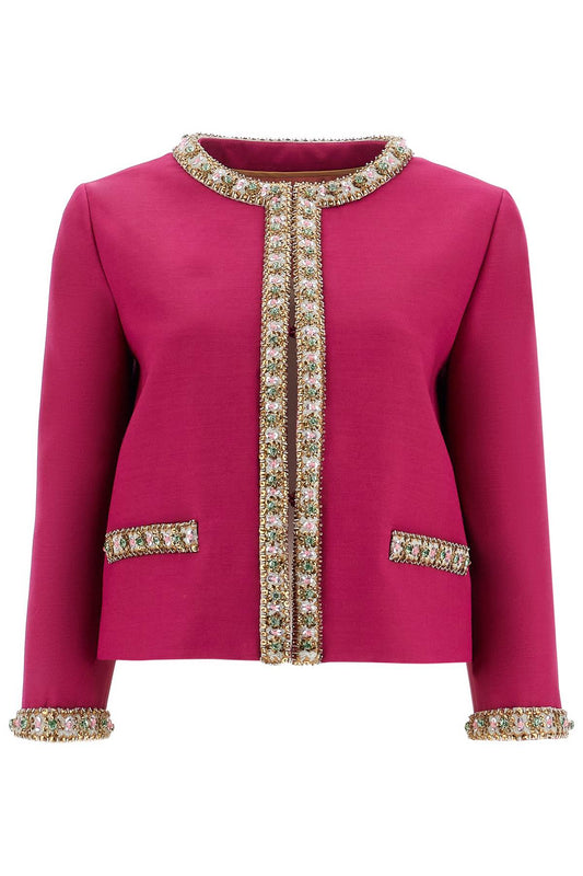 Embroidered Jacket In Crepe Couture  - Purple