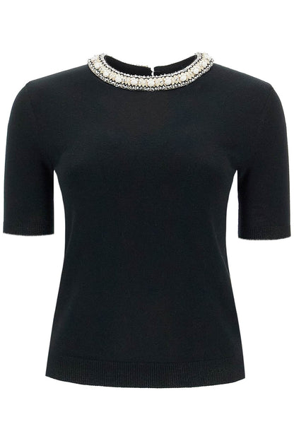 Short-sleeved Shirt With Embroidery  - Black