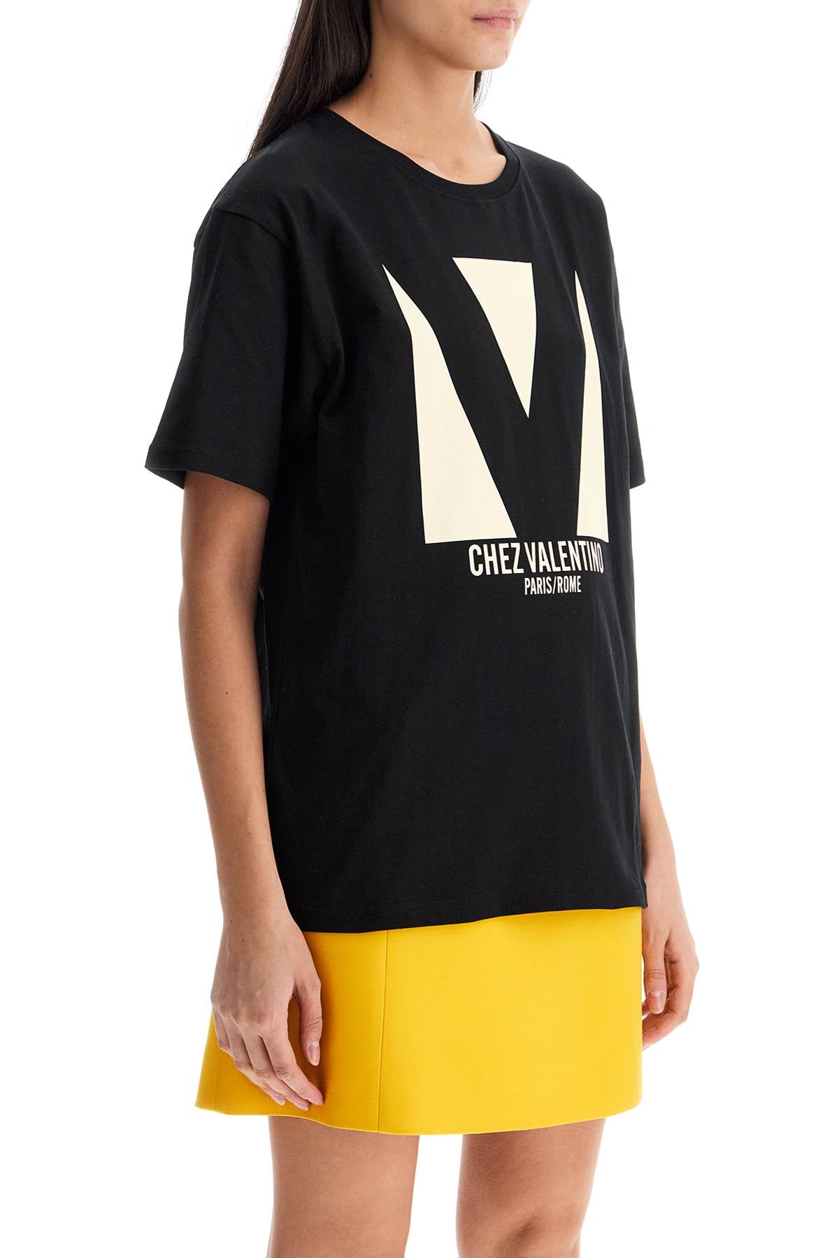 'chez Valentino Printed T  - Black